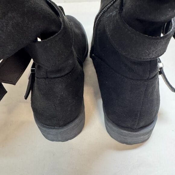 White Mountain Womens 7.5 M Black Buckle Detail Zip Up Lined Boots PREOWNED ZZ7 - Picture 5 of 5